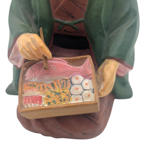 Vintage Japanese Woman Eating a Bento Box Hakata Doll