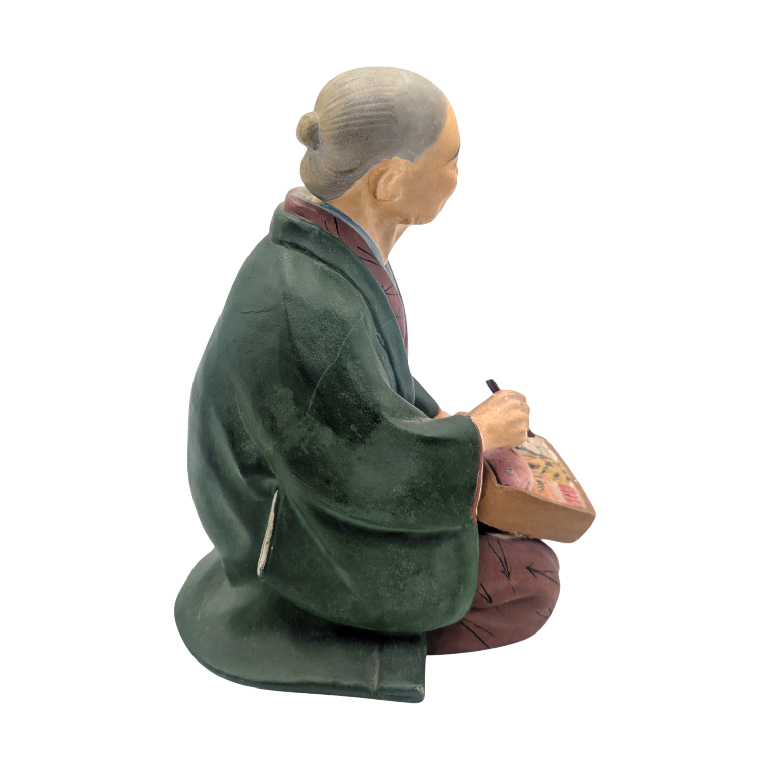 Vintage Japanese Woman Eating a Bento Box Hakata Doll