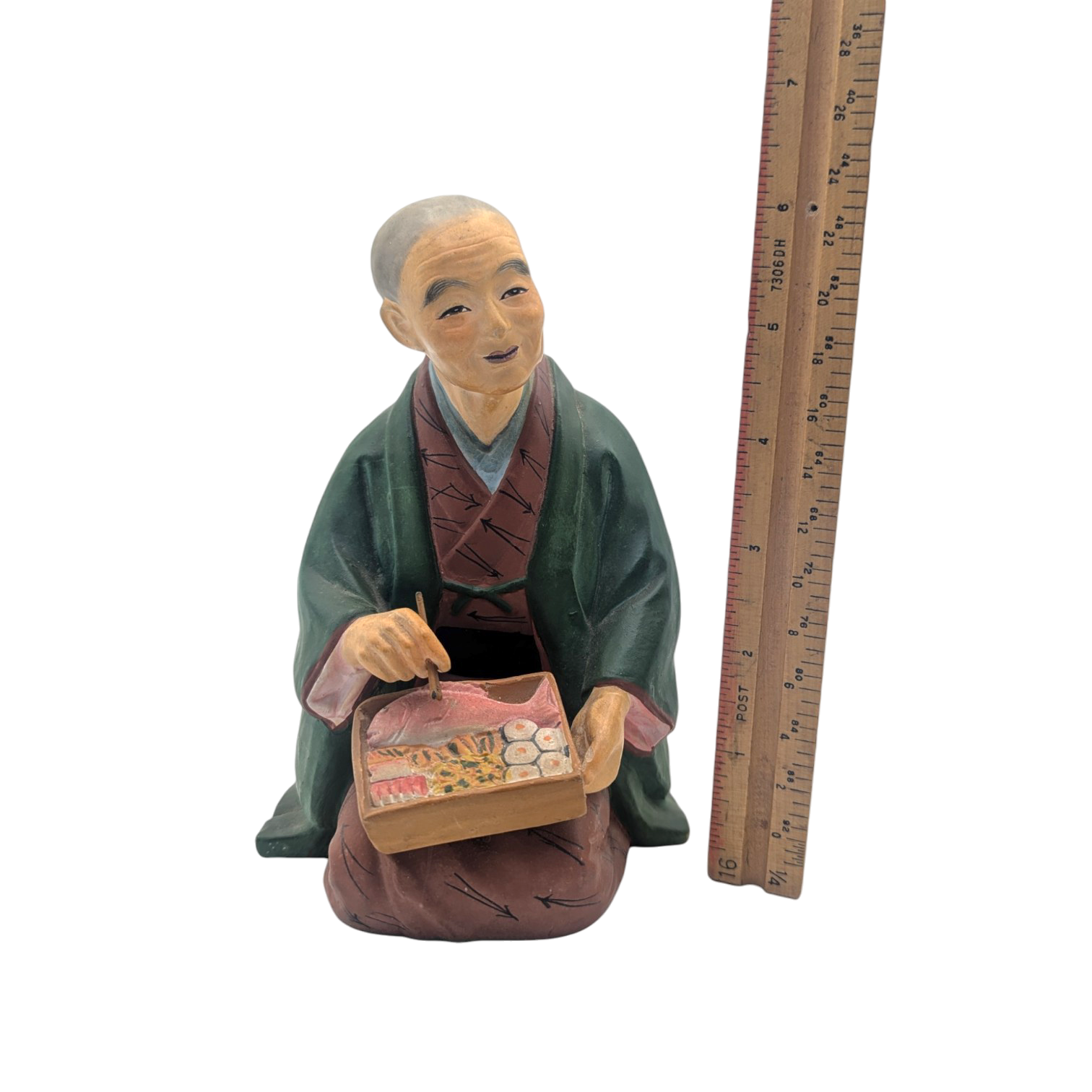 Vintage Japanese Woman Eating a Bento Box Hakata Doll