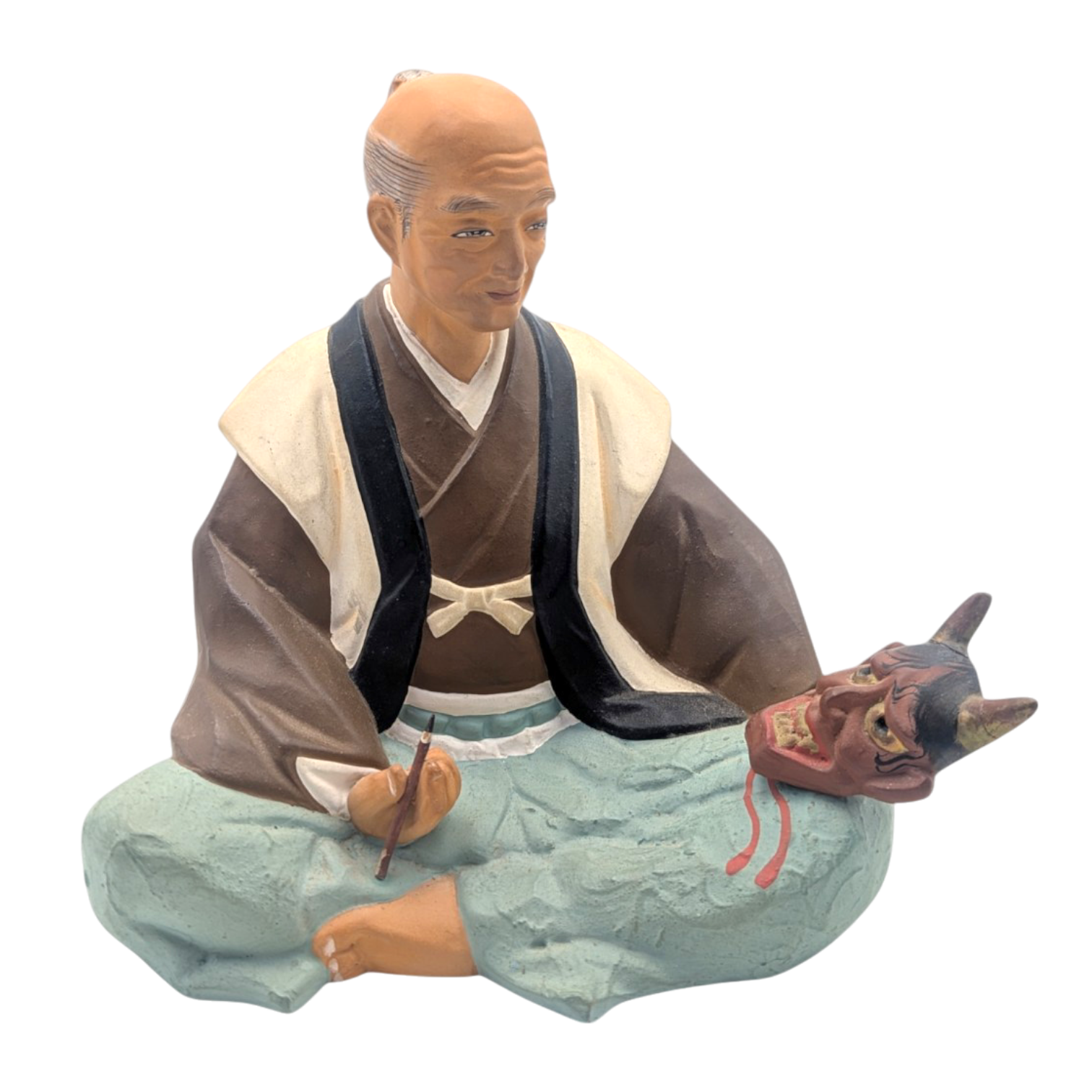 Vintage Japanese Man Making Hannya Noh Mask Hakata Doll