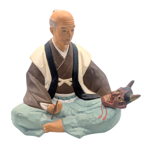 Vintage Japanese Man Making Hannya Noh Mask Hakata Doll
