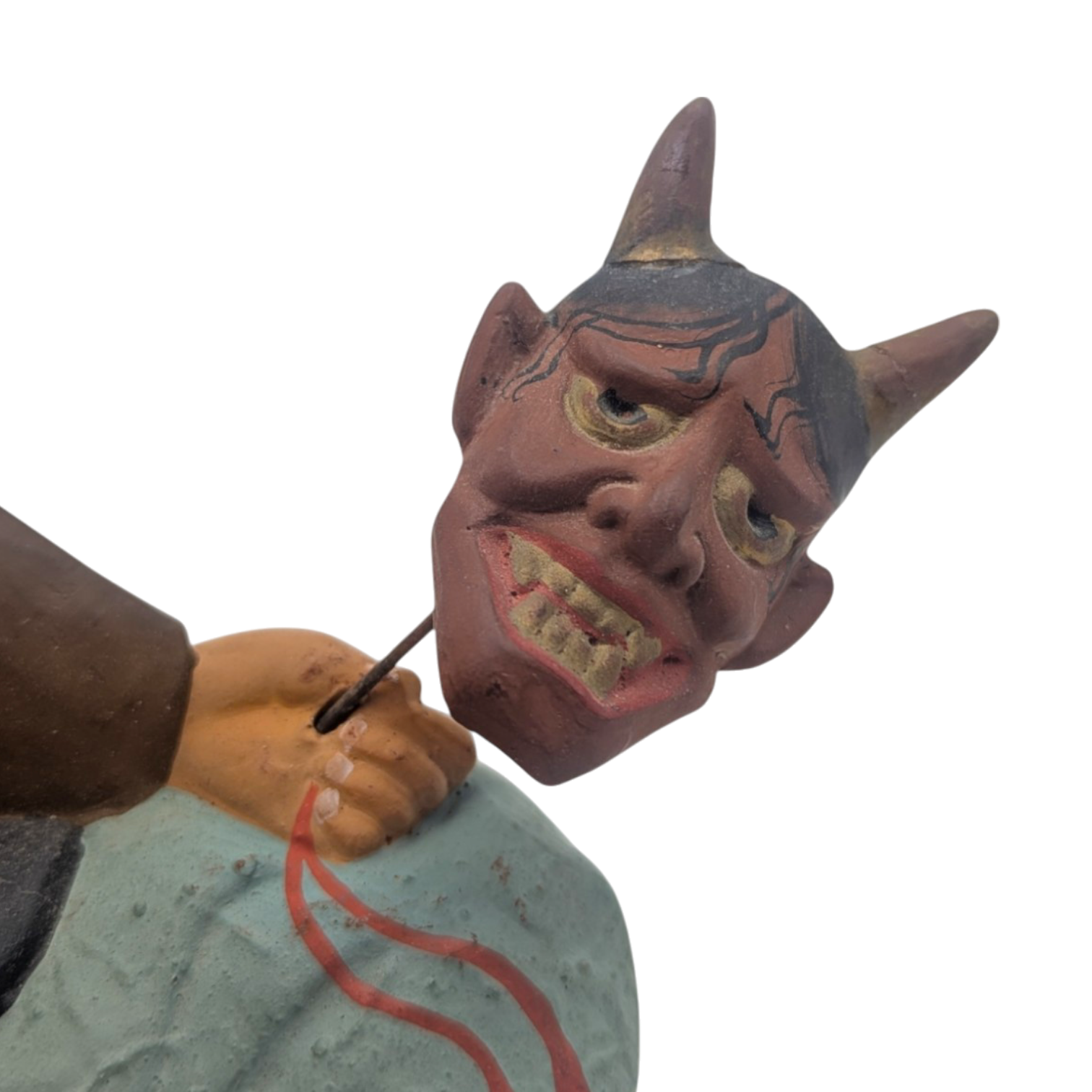 Vintage Japanese Man Making Hannya Noh Mask Hakata Doll