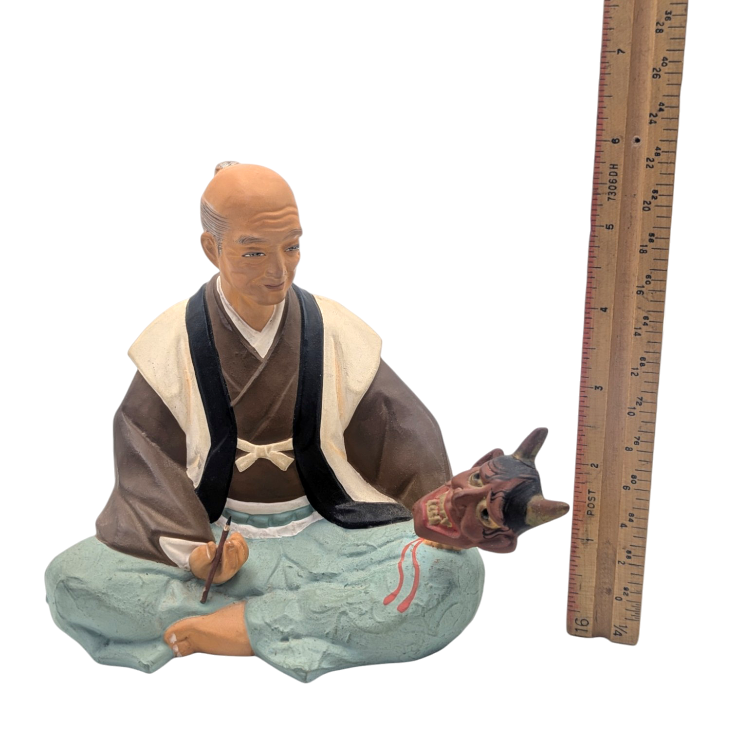 Vintage Japanese Man Making Hannya Noh Mask Hakata Doll