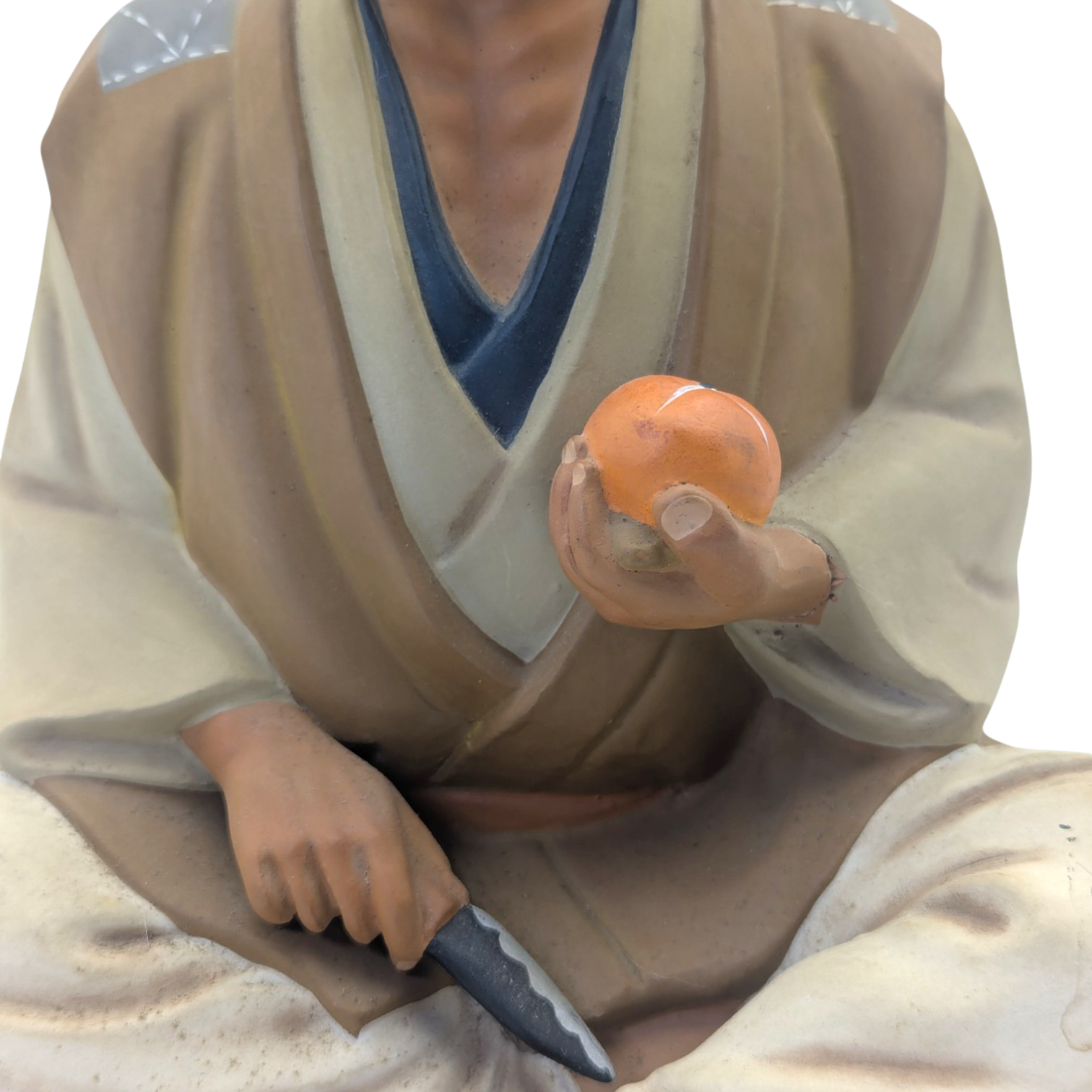 Vintage Man Slicing Orange Japanese Hakata Doll