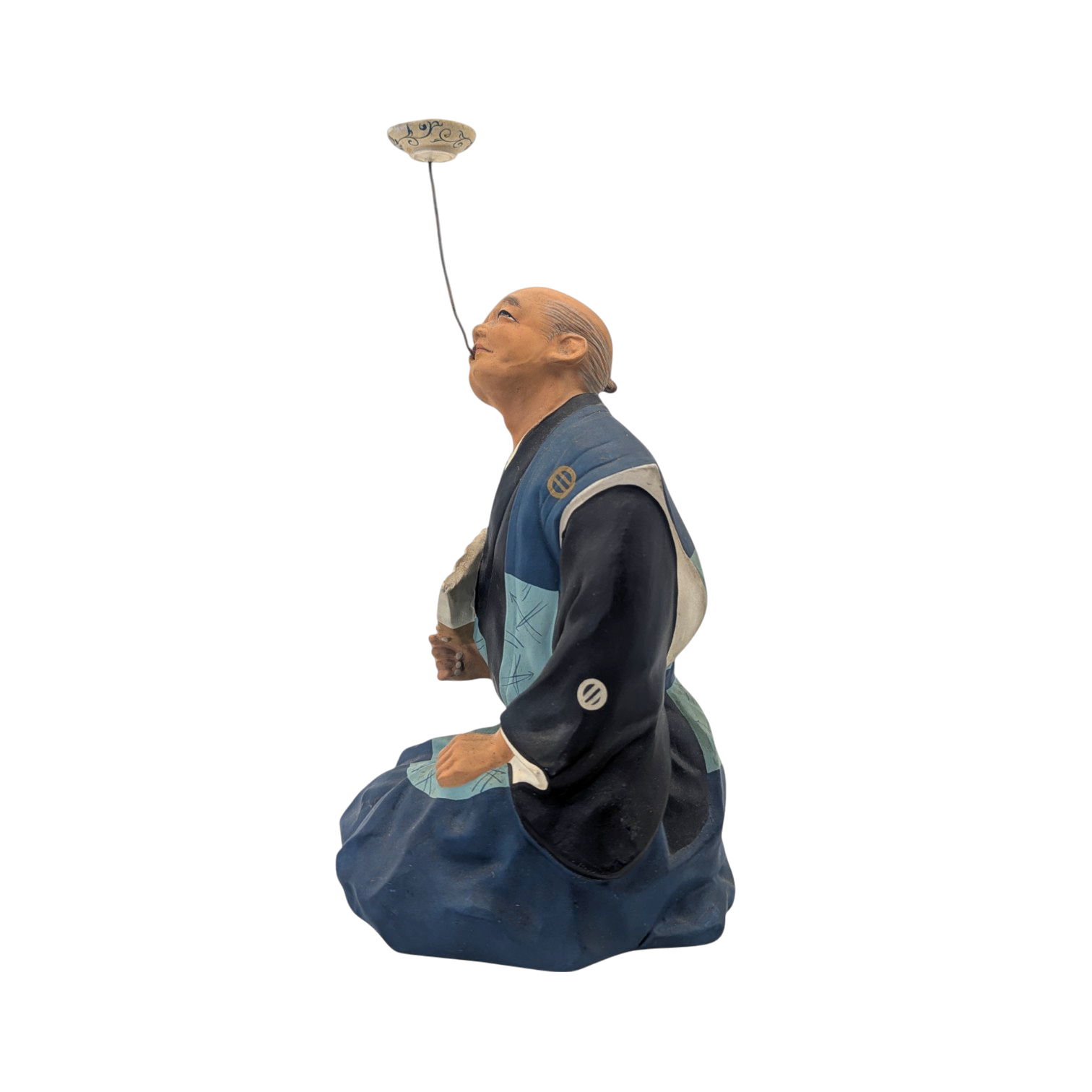Vintage Japanese Man Balancing a Bowl Hakata Doll