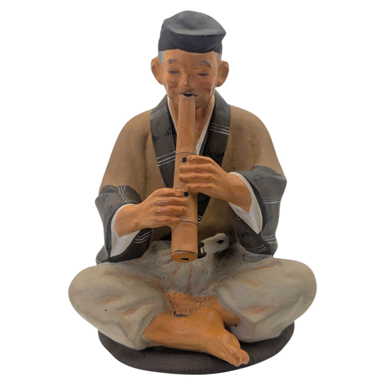 Vintage Japanese Man Playing Flute Hakata Doll