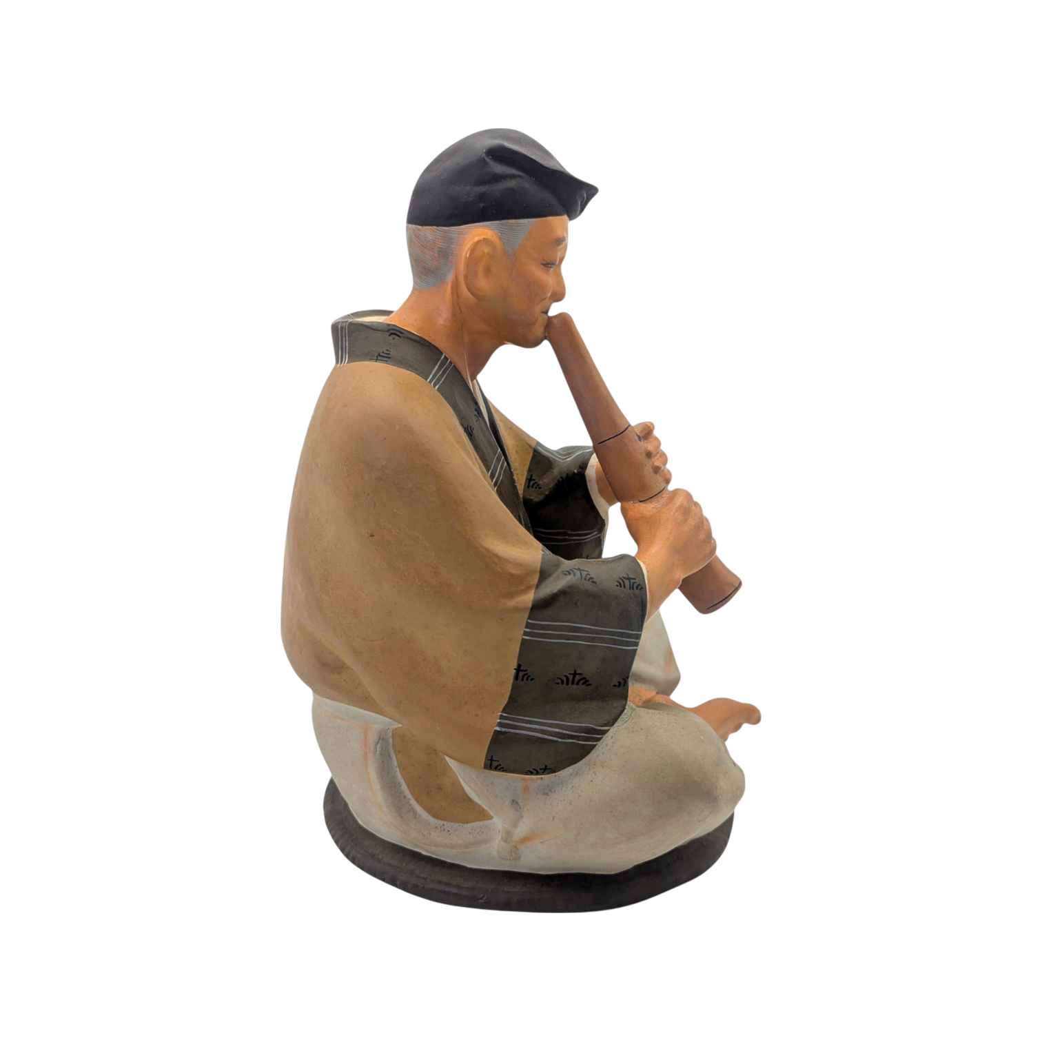 Vintage Japanese Man Playing Flute Hakata Doll