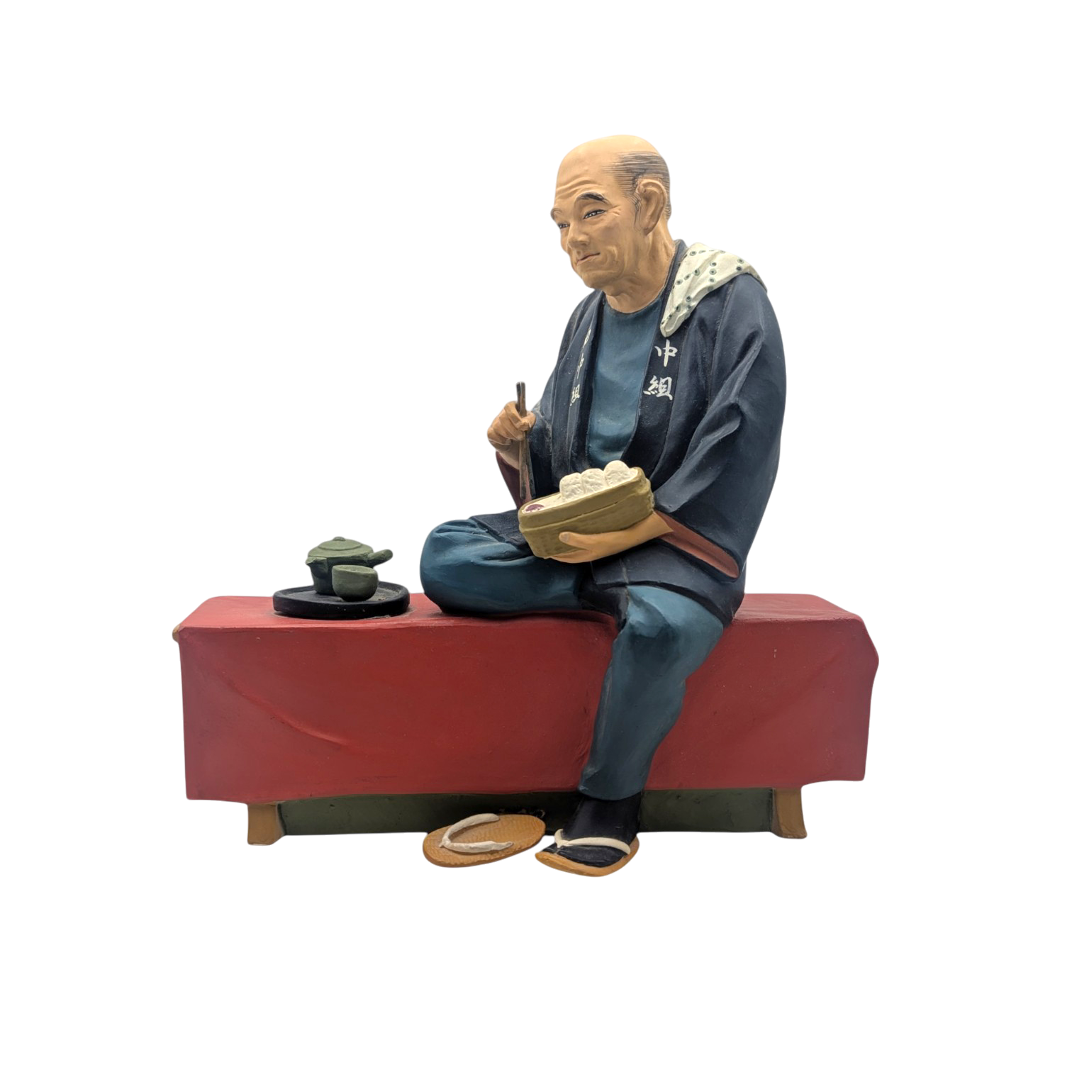 Vintage Japanese Man Eating Lunch Hakata Doll