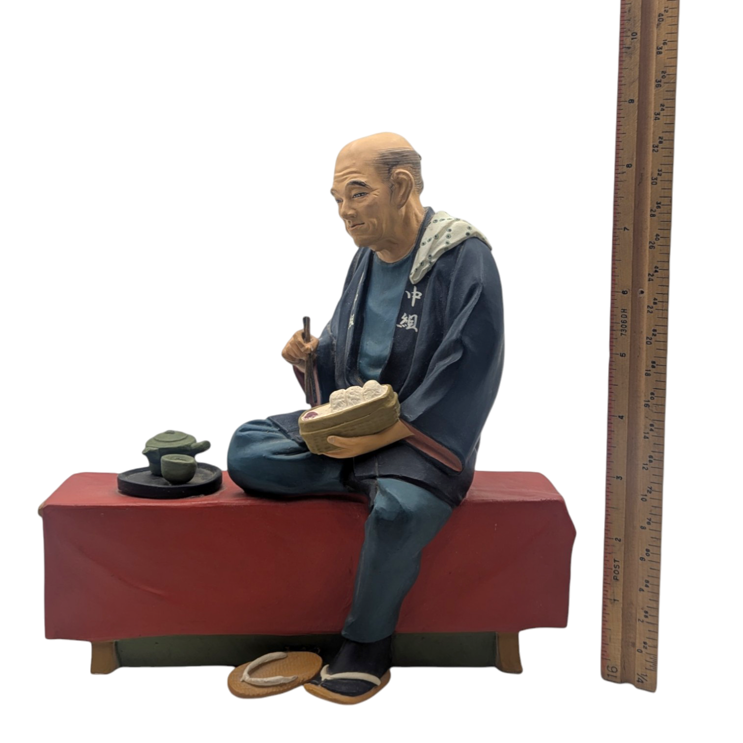 Vintage Japanese Man Eating Lunch Hakata Doll