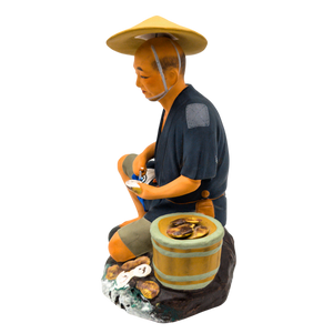 Vintage Japanese Hakata Doll Man Shucking Oysters for Pearls