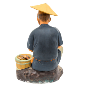 Vintage Japanese Hakata Doll Man Shucking Oysters for Pearls