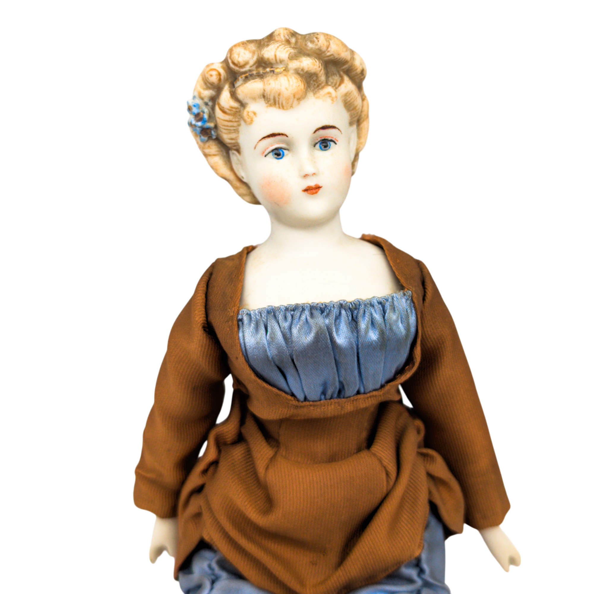 Antique Blonde Parian Doll In Original Dress