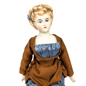 Antique Blonde Parian Doll In Original Dress