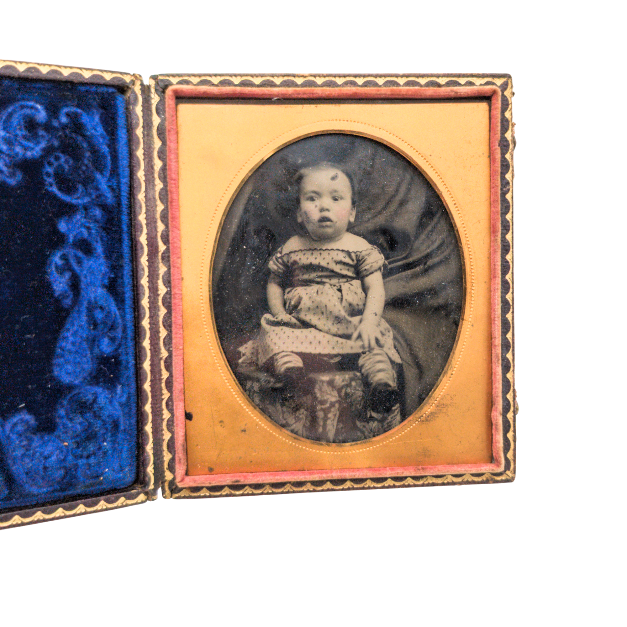 Antique Victorian Ambrotype Hidden Mother Infant Photograph