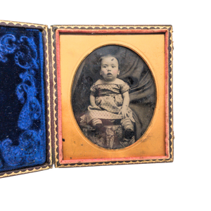 Antique Victorian Ambrotype Hidden Mother Infant Photograph
