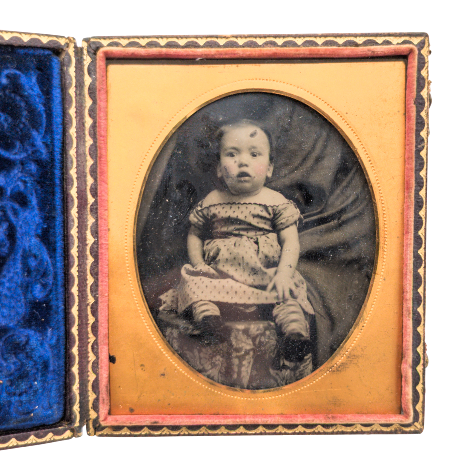 Antique Victorian Ambrotype Hidden Mother Infant Photograph
