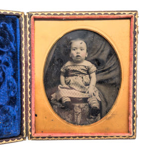 Antique Victorian Ambrotype Hidden Mother Infant Photograph