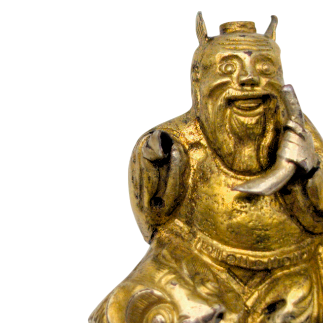 Antique Chinese Gilt Silver Longevity God Hat Pin