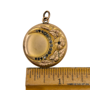 Antique Art Nouveau Gold Filled Photo Hair Lock Mourning Locket