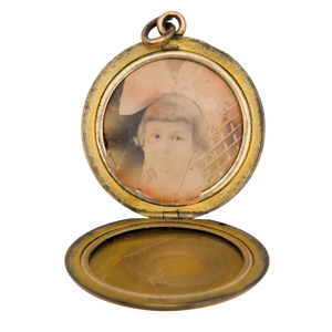 Antique Art Nouveau Gold Filled Photo Hair Lock Mourning Locket