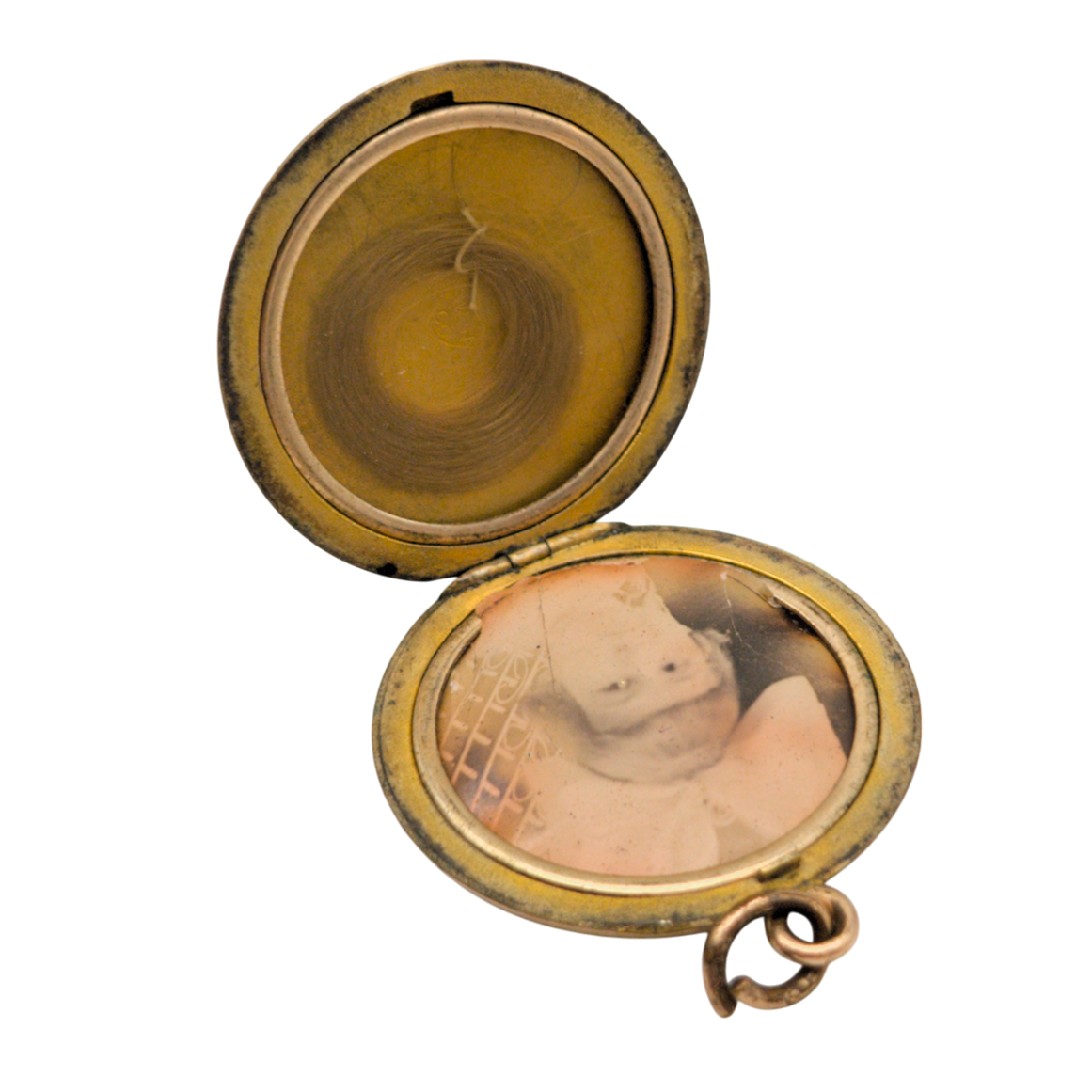 Antique Art Nouveau Gold Filled Photo Hair Lock Mourning Locket