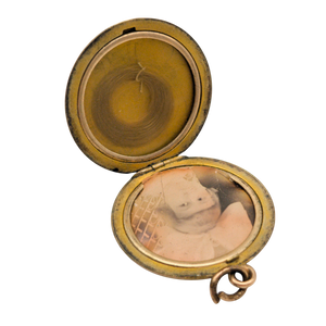 Antique Art Nouveau Gold Filled Photo Hair Lock Mourning Locket