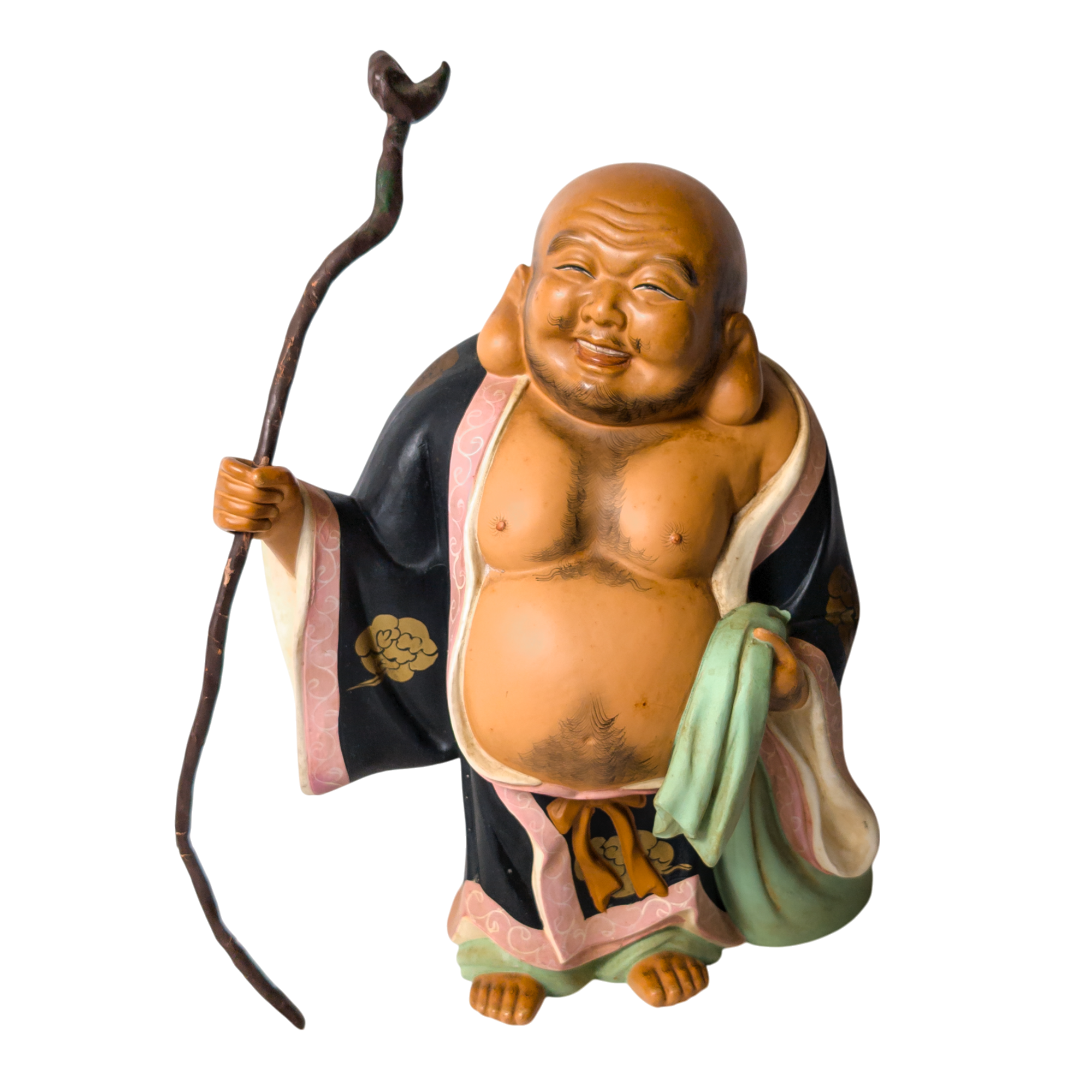 Vintage Japanese Hotei Buddha Hakata Doll Statue