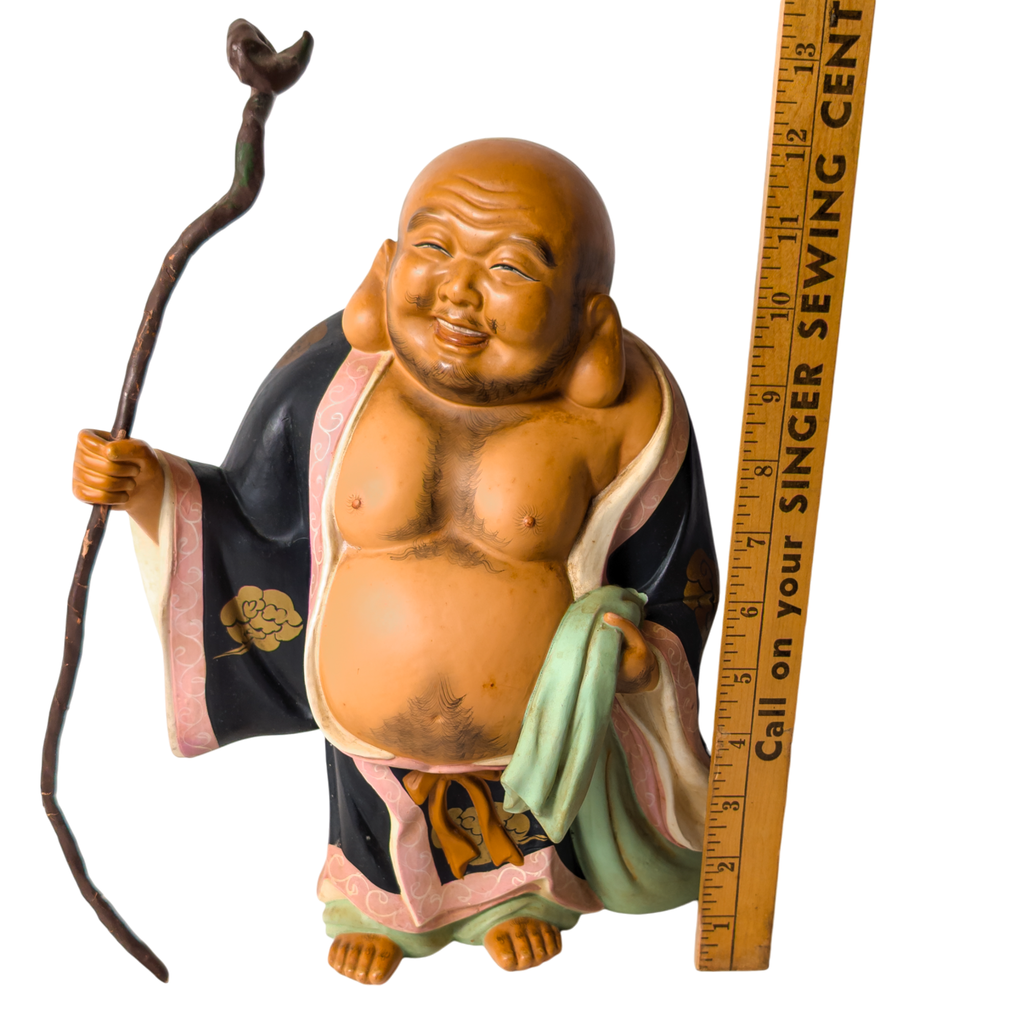 Vintage Japanese Hotei Buddha Hakata Doll Statue