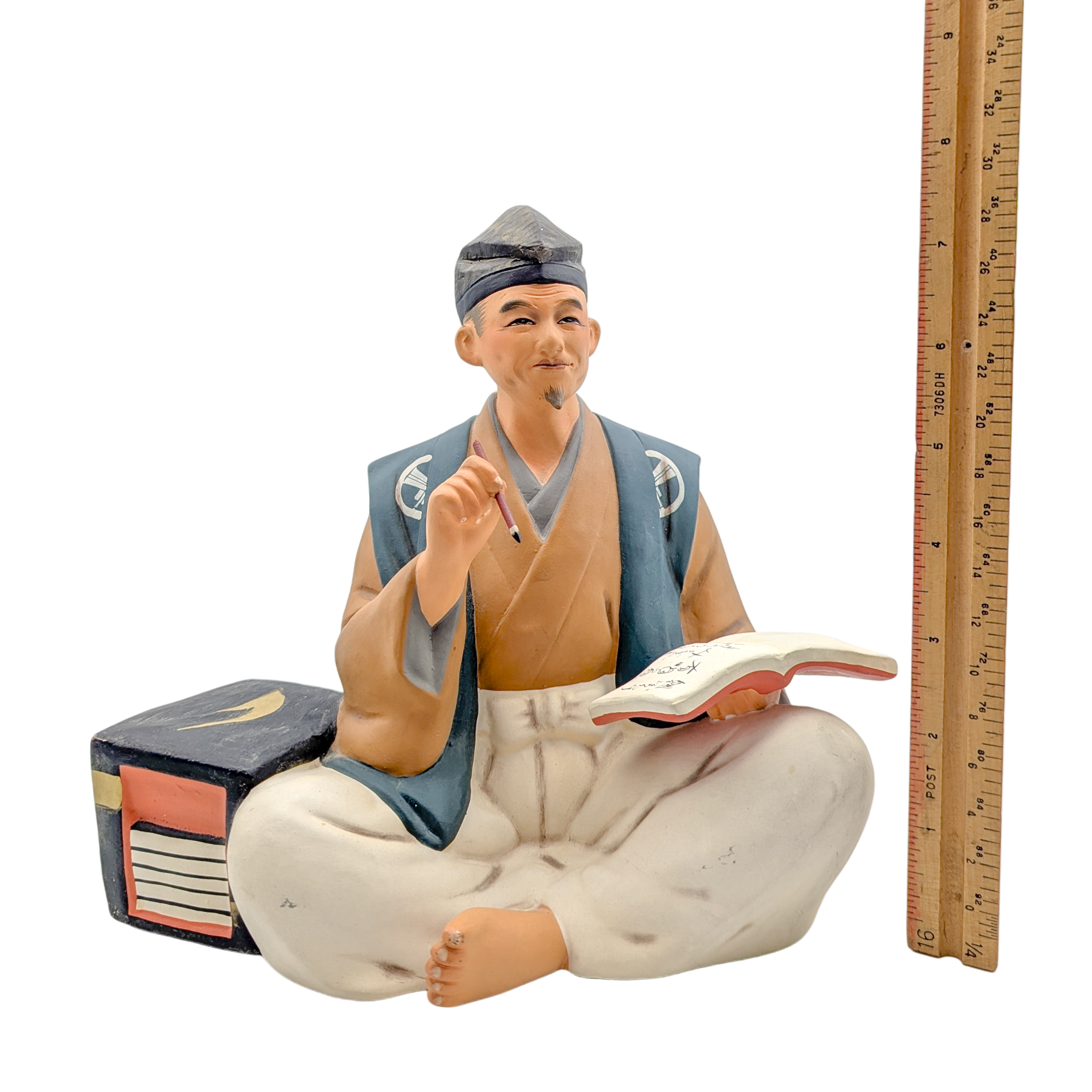 Vintage Japanese Hakata Doll Scholar Writing in Book