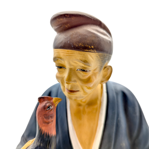 Vintage Japanese Hakata Doll Old Man Holding Chicken