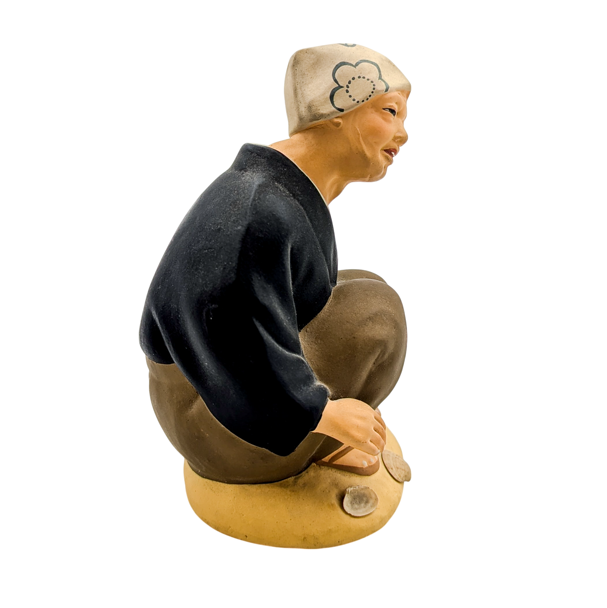 Vintage Japanese Hakata Doll Old Woman Collecting Clams