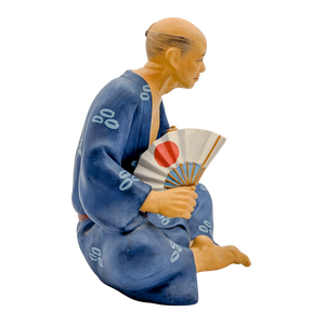 Vintage Japanese Hakata Doll Old Man With Rising Sun Fan