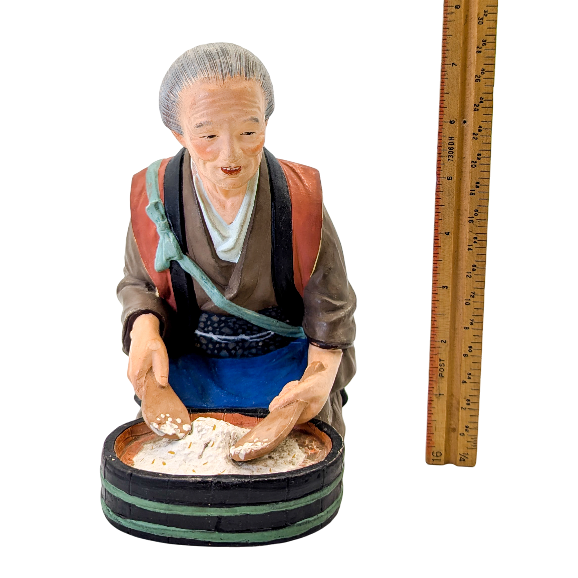 Vintage Japanese Hakata Doll Old Man Mixing Rice