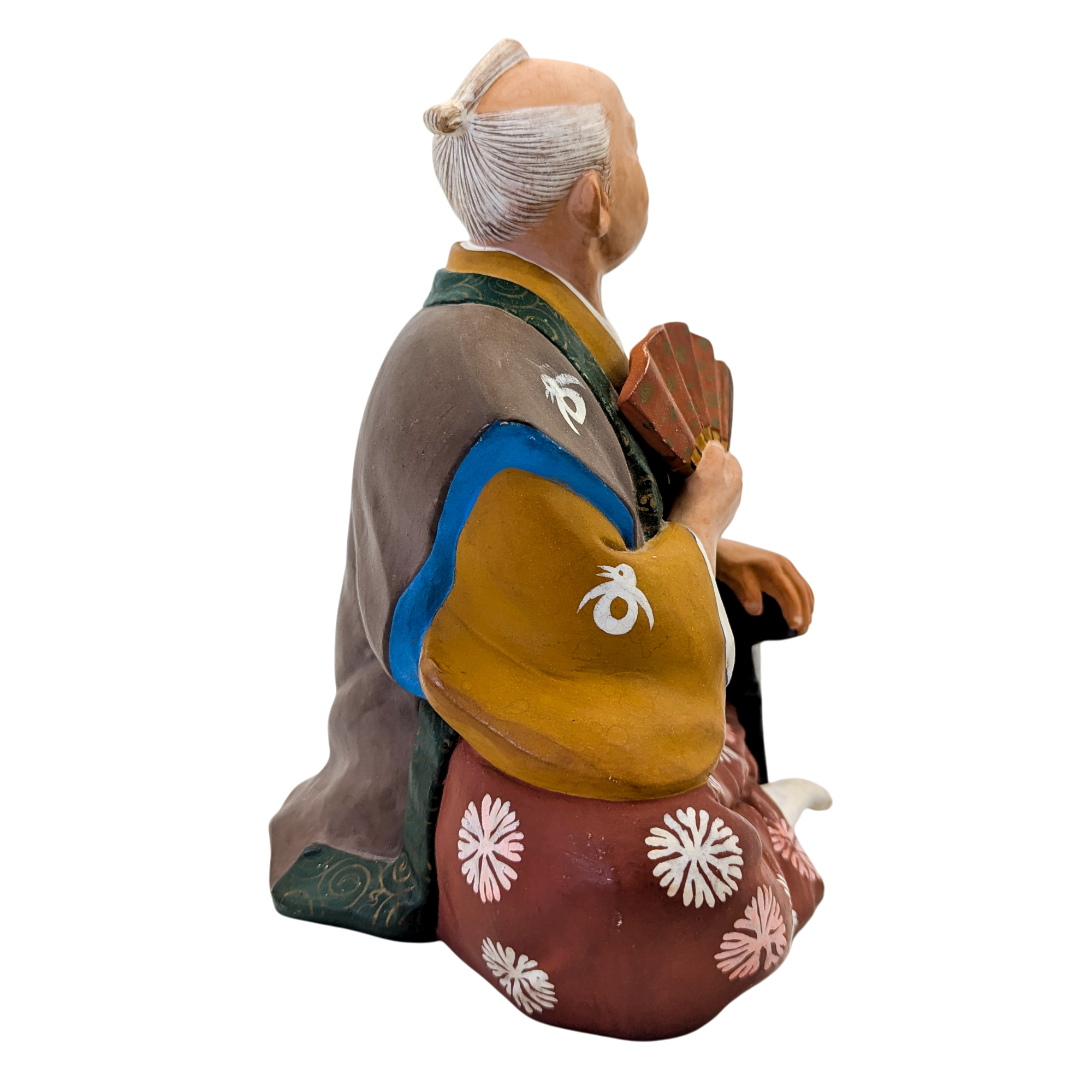 Vintage Japanese Hakata Doll Old Man With Fan