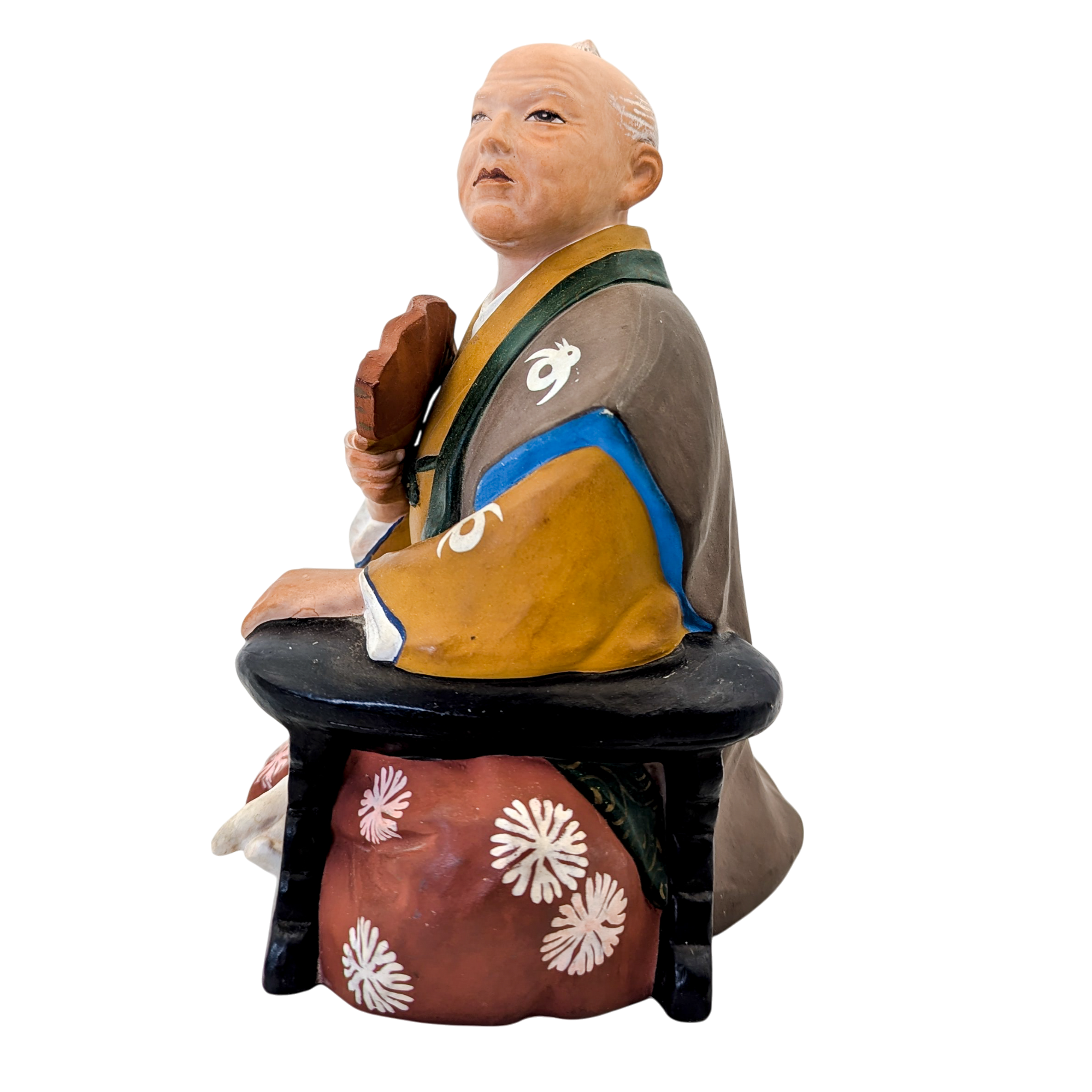 Vintage Japanese Hakata Doll Old Man With Fan