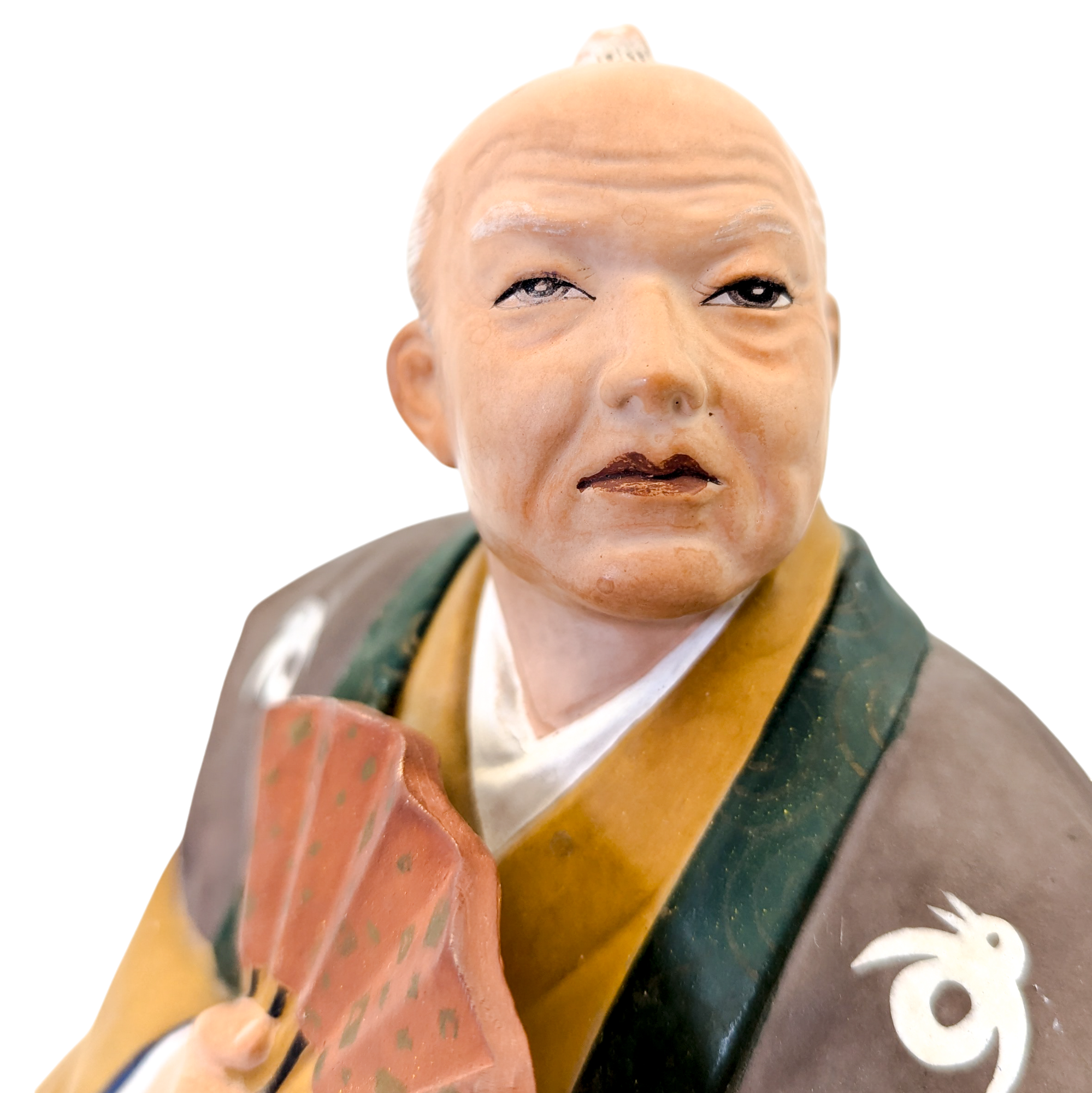 Vintage Japanese Hakata Doll Old Man With Fan