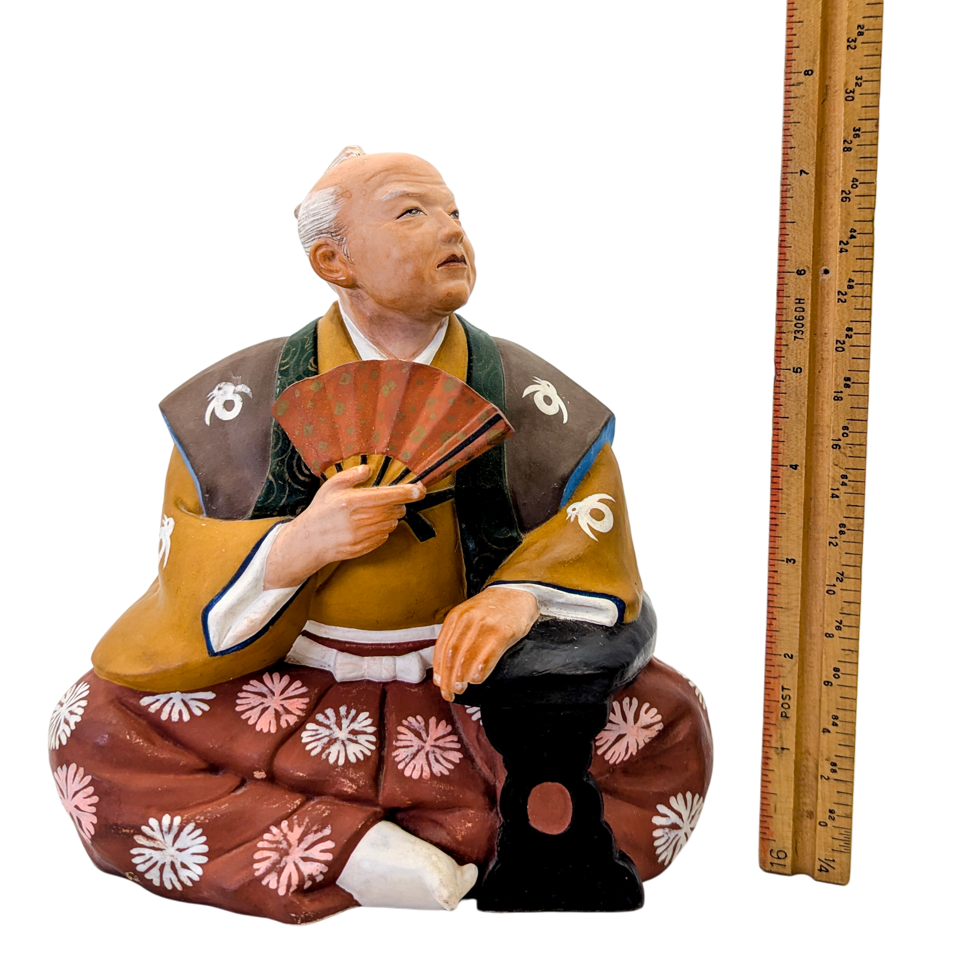 Vintage Japanese Hakata Doll Old Man With Fan