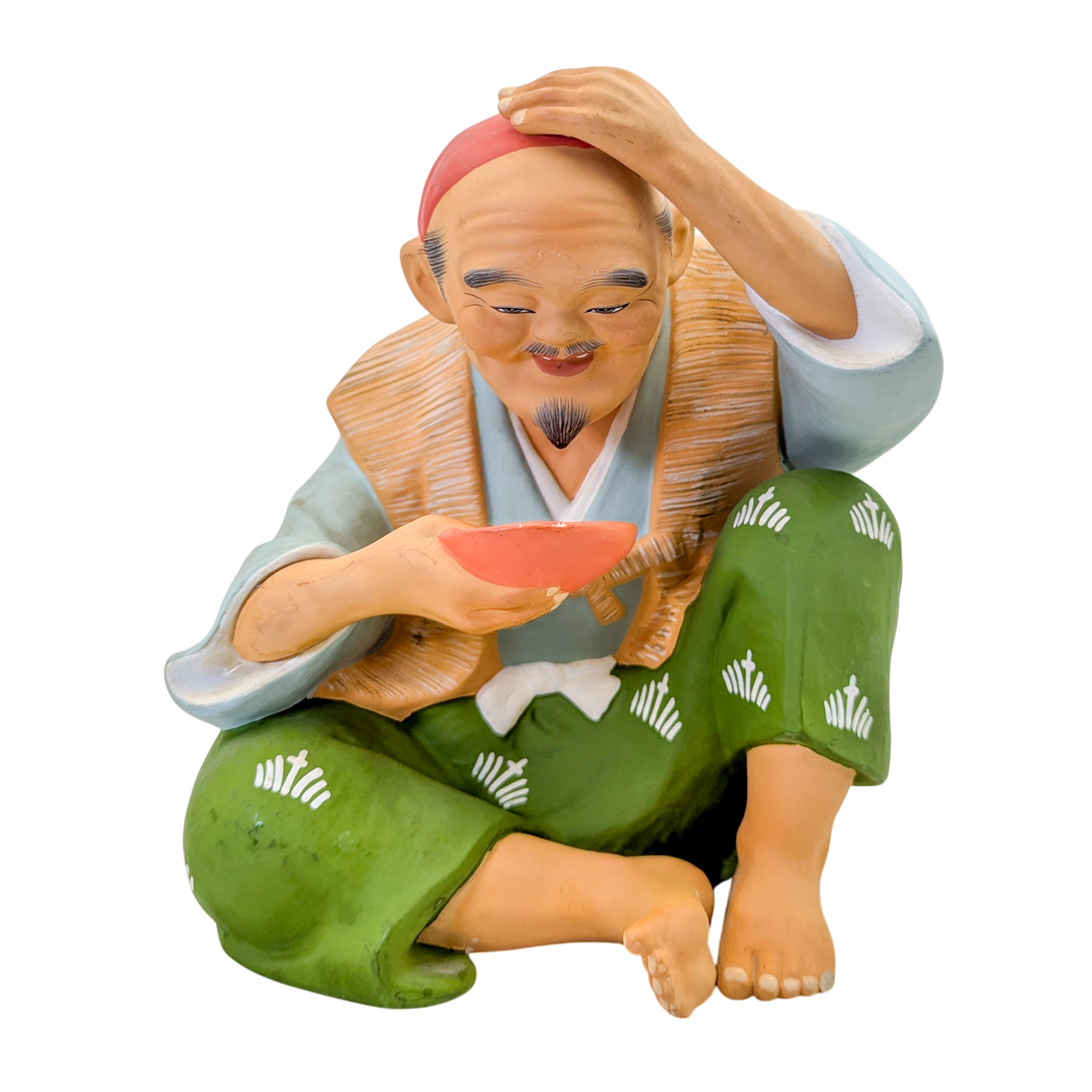 Vintage Japanese Hakata Doll Old Man With Bowl