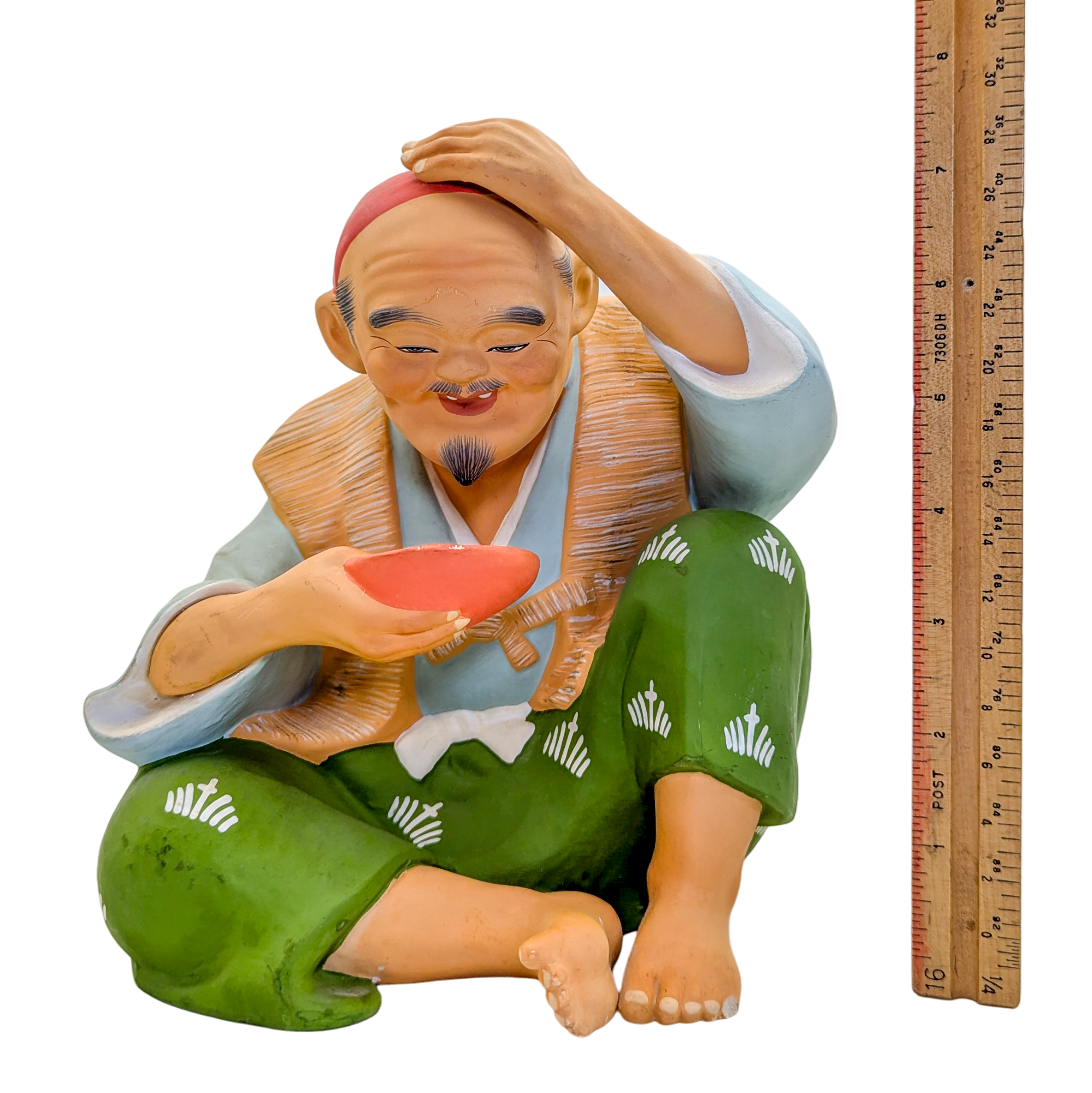 Vintage Japanese Hakata Doll Old Man With Bowl