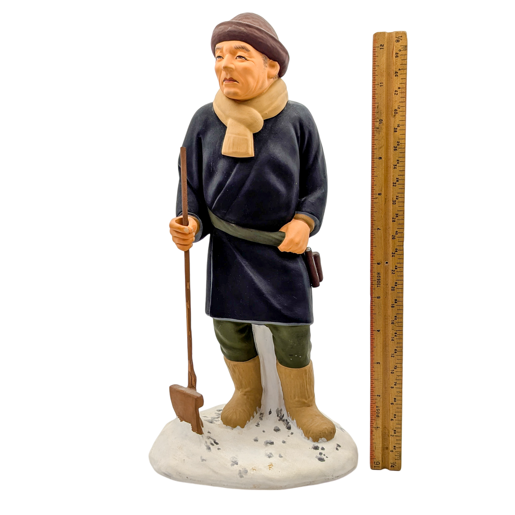 Vintage Japanese Hakata Doll Man Shoveling Snow