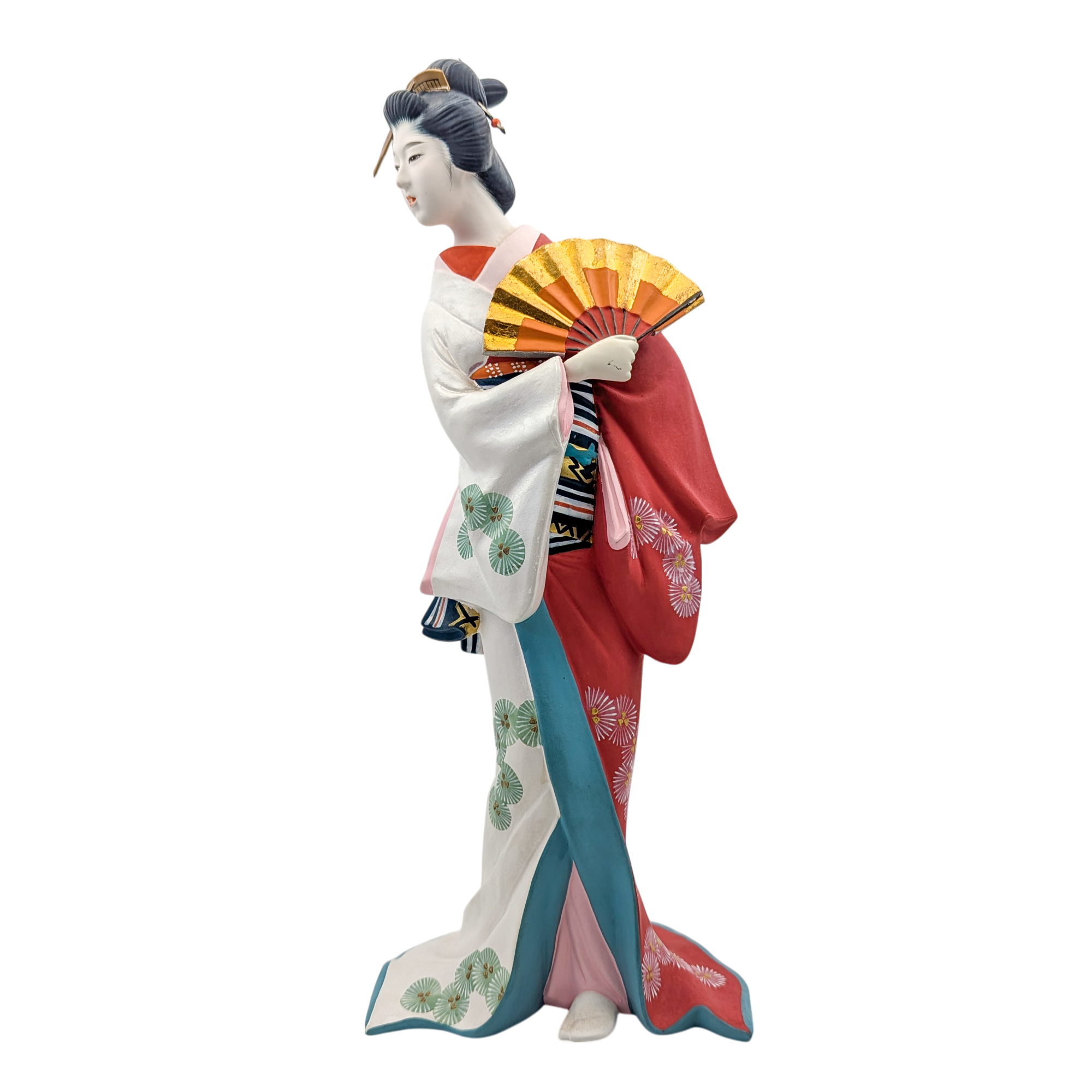 Vintage Japanese Hakata Doll Geisha in Kimono Holding Fan