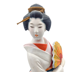 Vintage Japanese Hakata Doll Geisha in Kimono Holding Fan