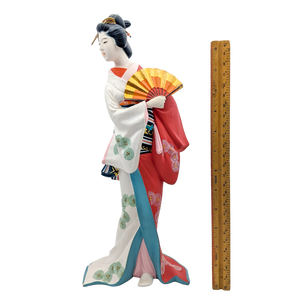 Vintage Japanese Hakata Doll Geisha in Kimono Holding Fan