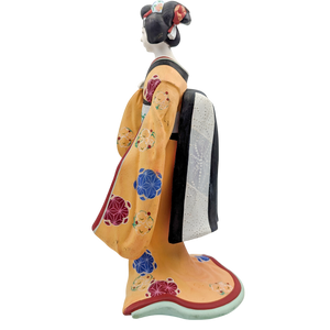 Vintage Japanese Hakata Doll Geisha in Flowing Yellow Kimono