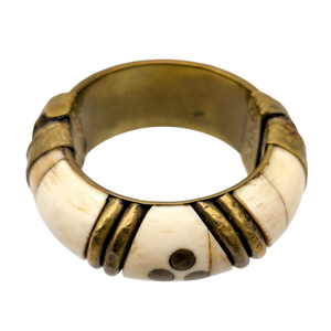 Vintage Chunky Bone & Brass Hinged Bangle