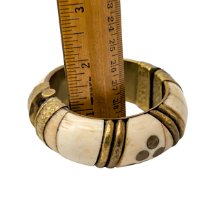 Vintage Chunky Bone & Brass Hinged Bangle