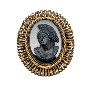 Vintage 1930s Molded Glass Cameo Brooch