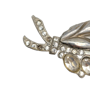 Vintage Art Deco Pewter Rhinestone Brooch