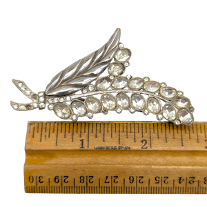 Vintage Art Deco Pewter Rhinestone Brooch