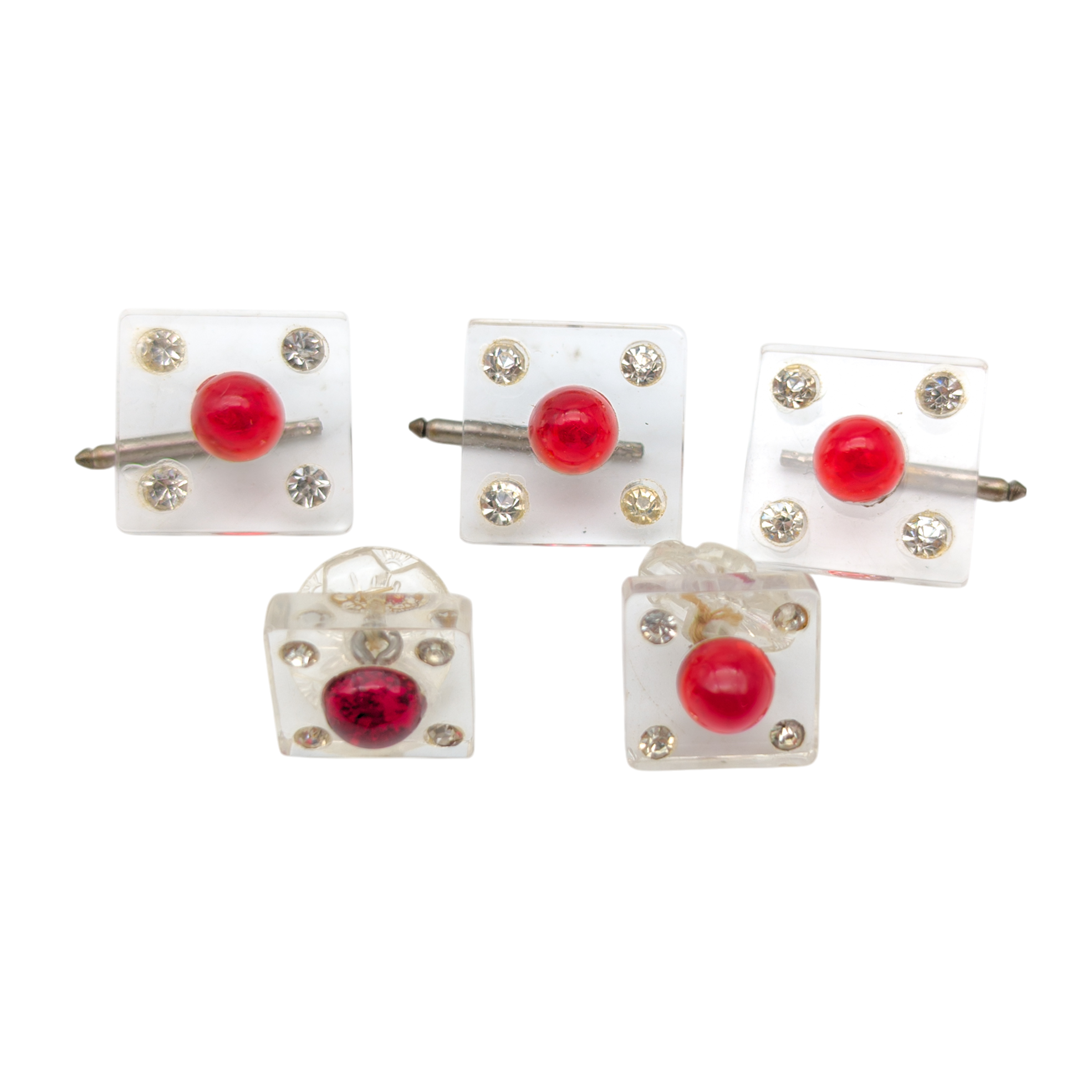 Mid-Century Lucite Cufflink & Shirt Stud Set